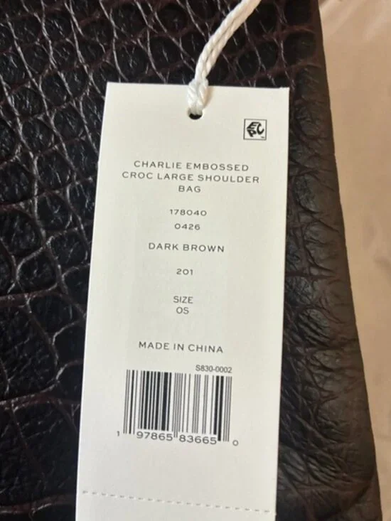 Tory Burch CHARLIE RUNWAY CROC-EMBOSSED SHOULDER BAG - Picture 3 of 3